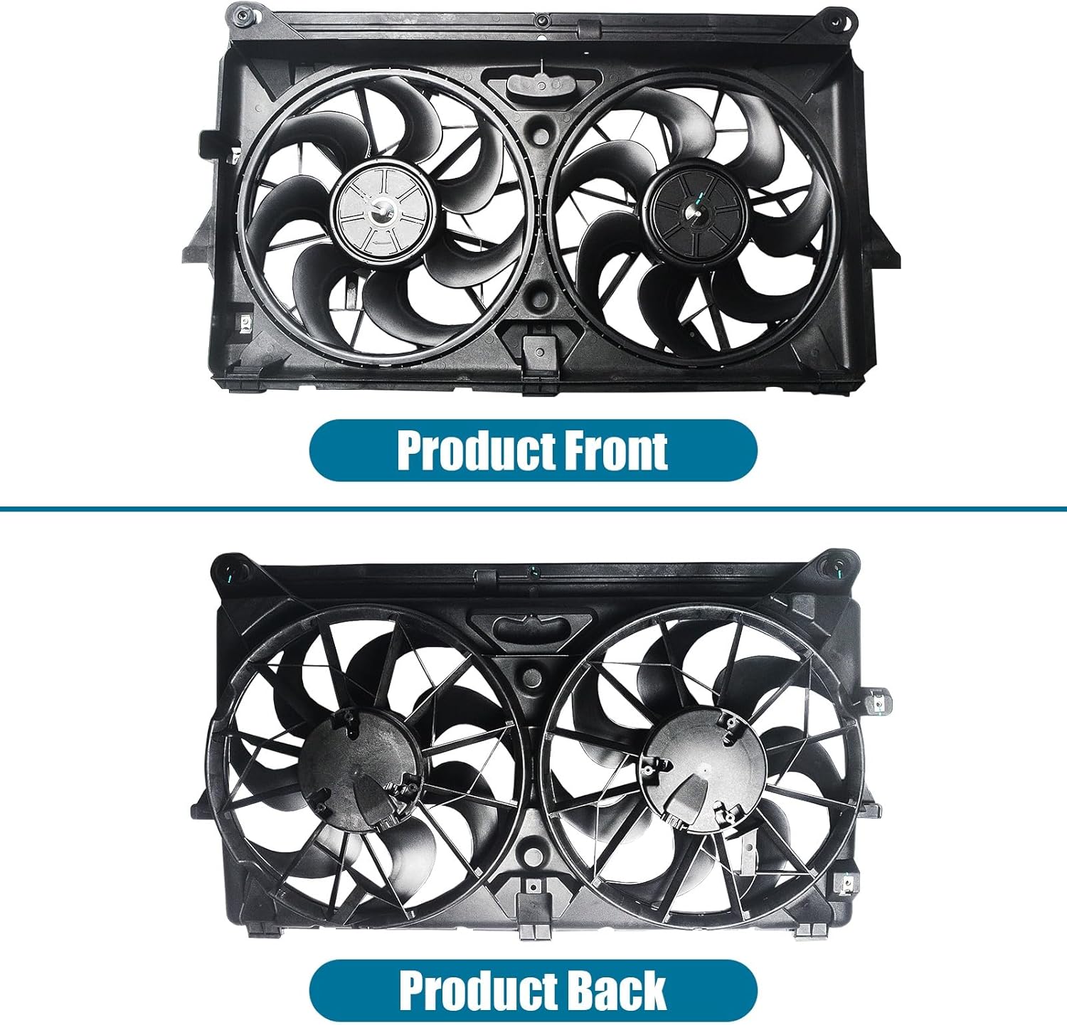 Radiator Cooling Fan Assembly Replacement for 2007-2014 Yukon Tahoe Escalade Suburban Silverado Sierra 1500 Dual Fan 4.8L 5.3L 6.0L 6.2L Engine Cooling Fan #GM3115211