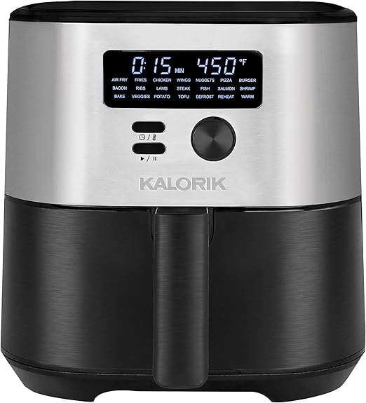 Kalorik MAXX Digital Air Fryer, 7 Quart, 7in1 Oilless Air Fryer, Deluxe LED Display + 21 Smart