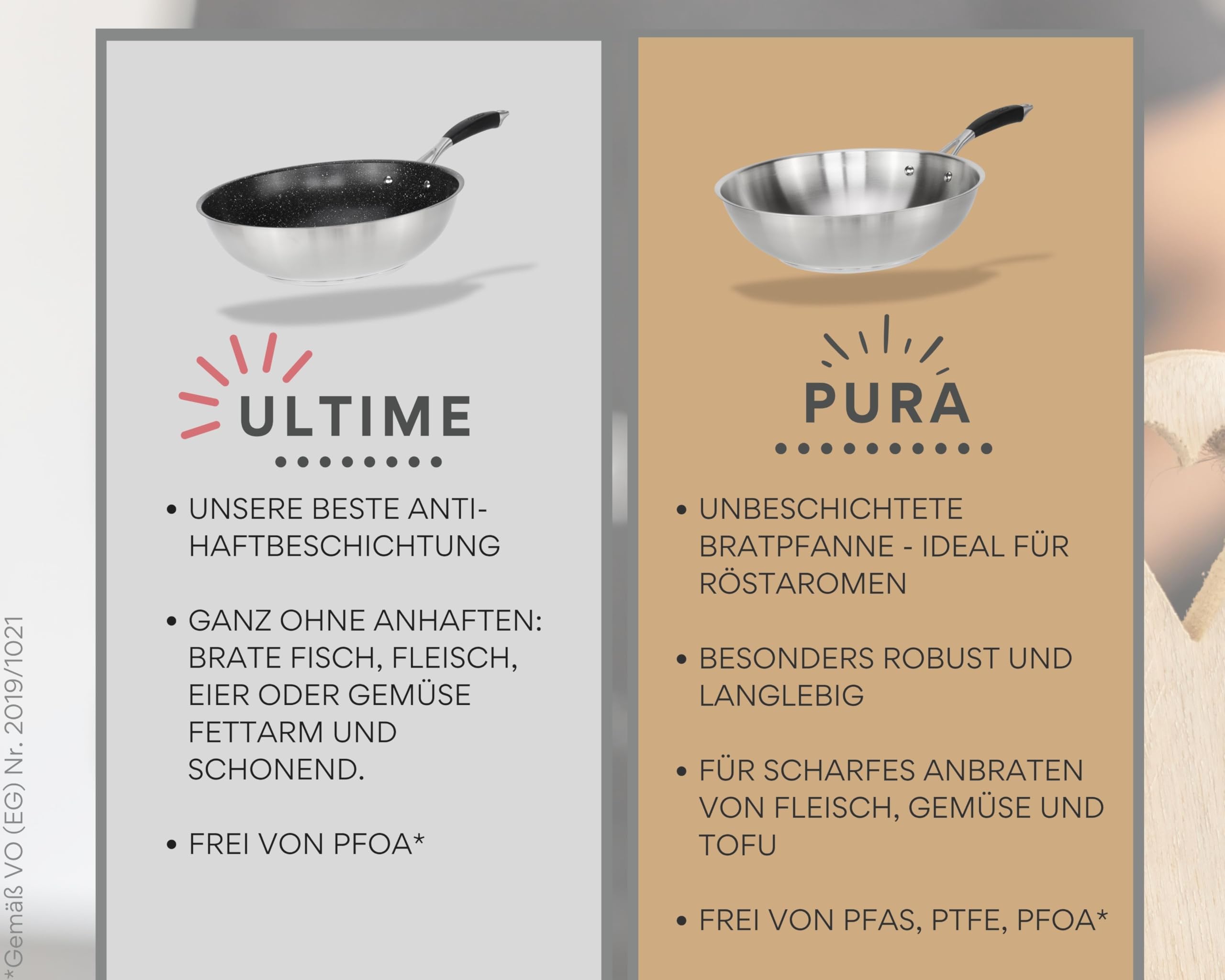 DIVORY Edelstahlpfannen Set 20, 24, 28 cm – Unbeschichtete Pfannen ohne PTFE & PFOA, Bratpfannen Edelstahl für Induktion & alle Herdarten, Pfannenset für Röstaromen – Stainless steel frying pan (PURA)