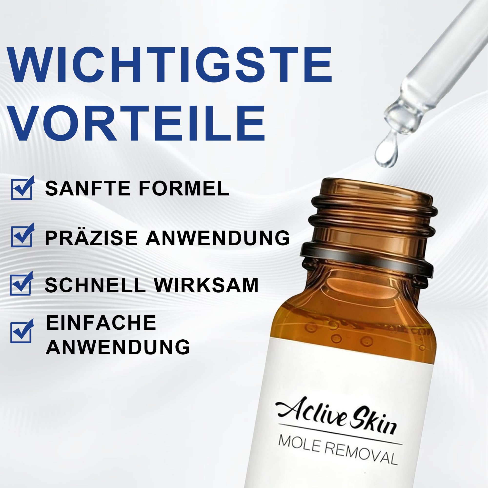 Acción para eliminar acrocordones – Pipeta de precisión para rostro y cuerpo | Eliminación específica de verrugas plantares, vulgares y planas | Fórmula suave con, Sin Dolor | Formato de viaje (10 ml)