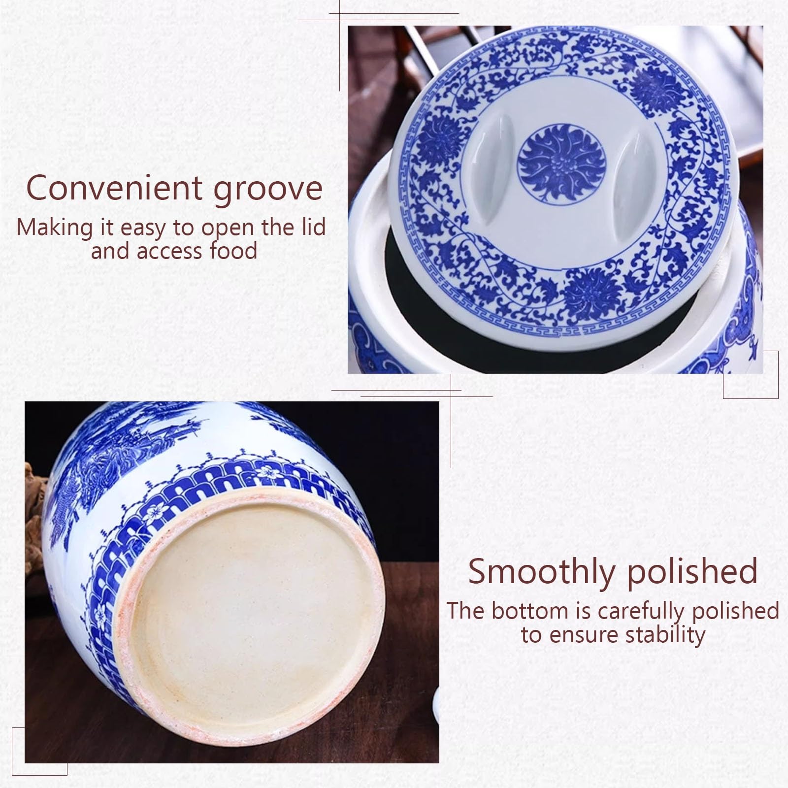 Ceramiczny pojemnik do przechowywania z pokrywką na ryż, mąkę, płatki owsiane, kawę, herbatniki, orzechy i owoce kandyzowane