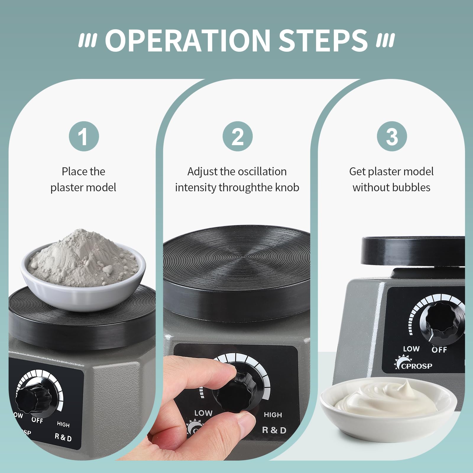 CPROSP Dental Oscillatore di Gesso 220V 100W, Velocità Regolabile Rotonda Vibratore per Gesso, Piastra Vibrante per Laboratorio, per la Miscelazione di Colate di Gesso, Modelli di Colata