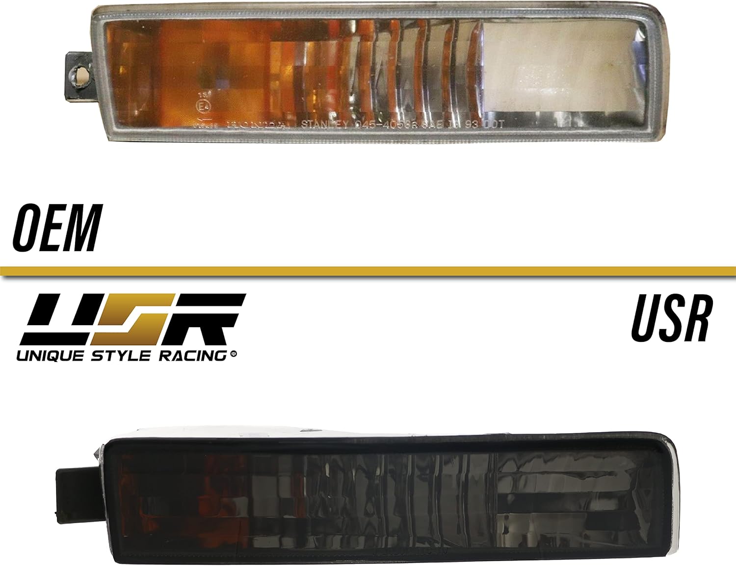USR DEPO 97-01 Prelude Bumper Lights - Front Smoke Parking Turn Signal Lamp Set (Left + Right) Compatible with 1997-2001 Honda Prelude SH VTEC (All Smoked Lens)