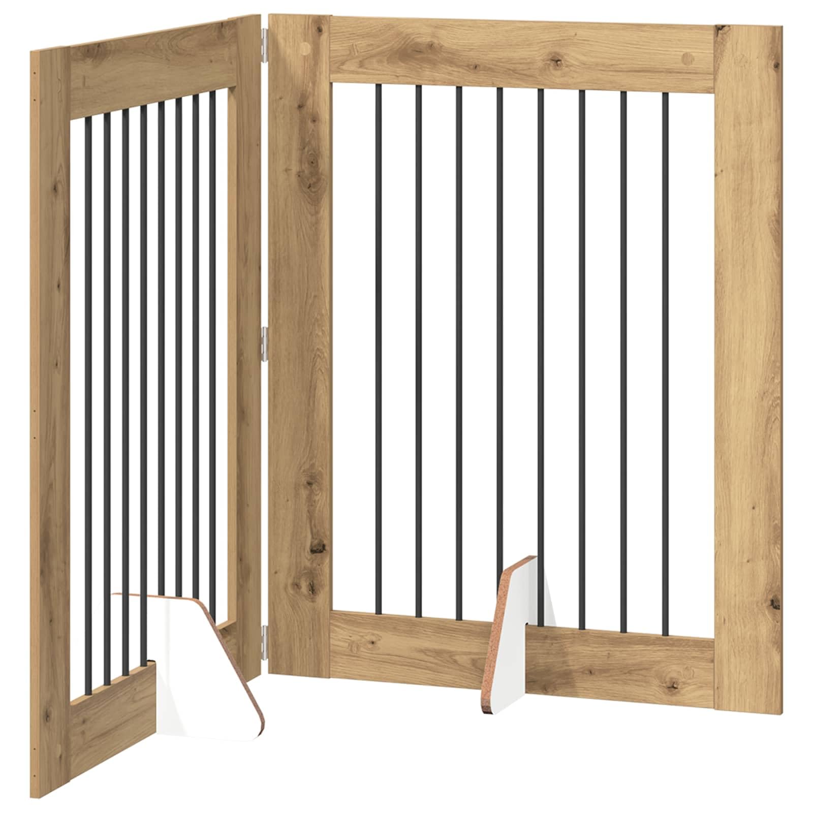 vidaXL Cancello per cani pieghevole con supporti 4 pcs 321 cm, Recinto per cani moderno, design pieghevole, barriera salvaspazio, divisorio per stanze pratico