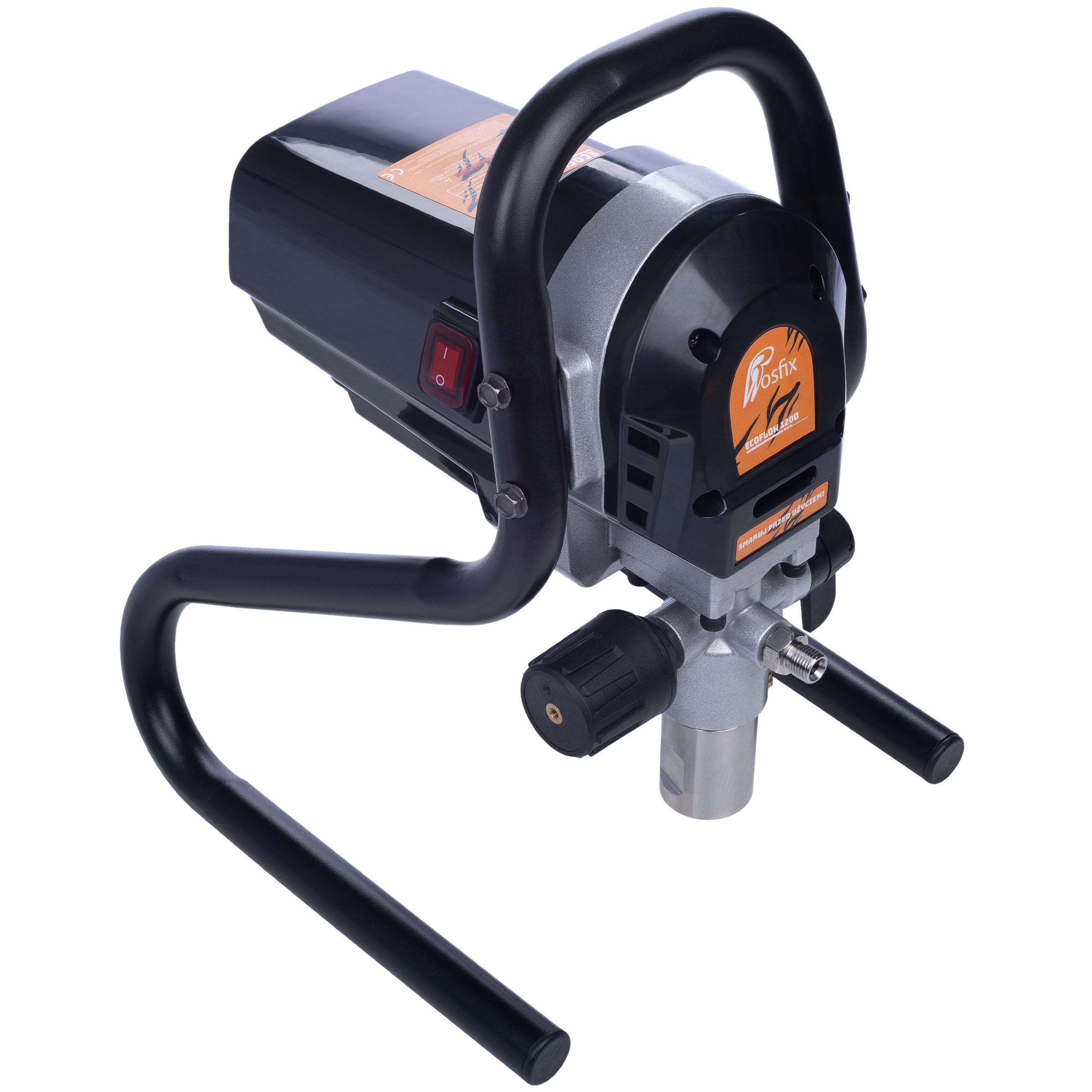 Rosfix Zestaw EcoFlow 1200 – Airless rozpylacz farby 1200 W, 1,7 l/min | dysza 513, 515, filtr 30/60/100 µm, lanca 30 cm | do emulsji, lakieru, bejcy | akcesoria do lakierowania