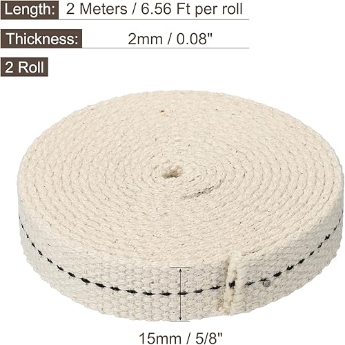 Miniatura 7 de MECCANIXITY Mecha de lámpara de aceite de 12 pulgada de ancho plano de 10 pies de algodón con punto negro para iluminación de quemador de queroseno,