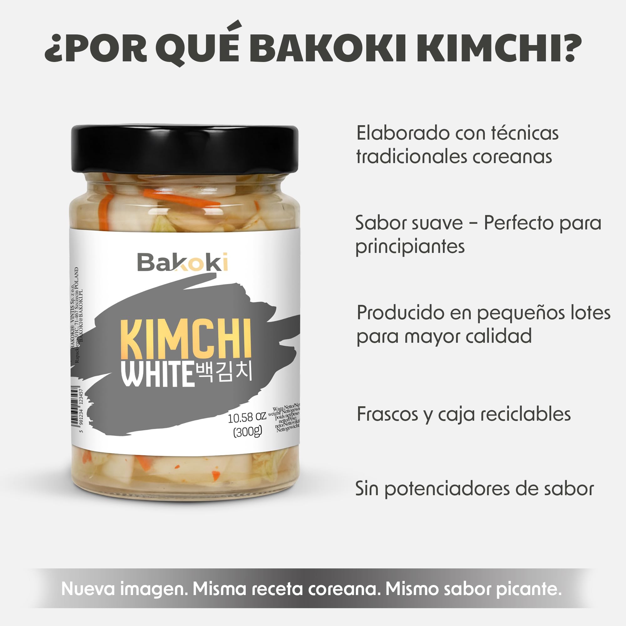 Bakoki 백김치 Baek‑Kimchi – Kimchi blanco, suave y sin picante, fermentado tradicionalmente, con baja emisión de olores – 2 × 300 g (ideal para almuerzos, bowls y guarniciones) — view 4
