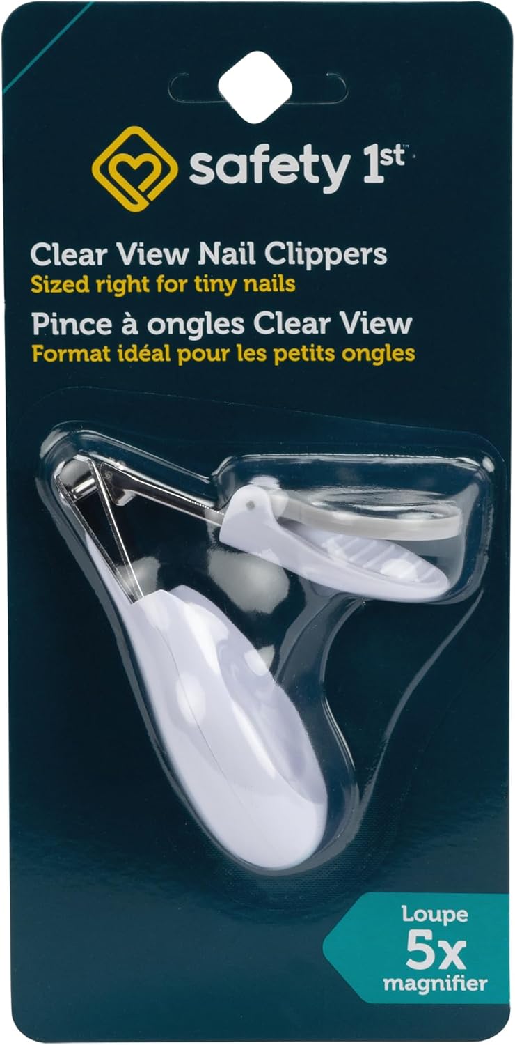 Safety 1st Clear View Baby Nail Clippers, Grey – 5X Magnifying Lens and Easy-Grip Handle, Compact for Diaper Bag Essentials