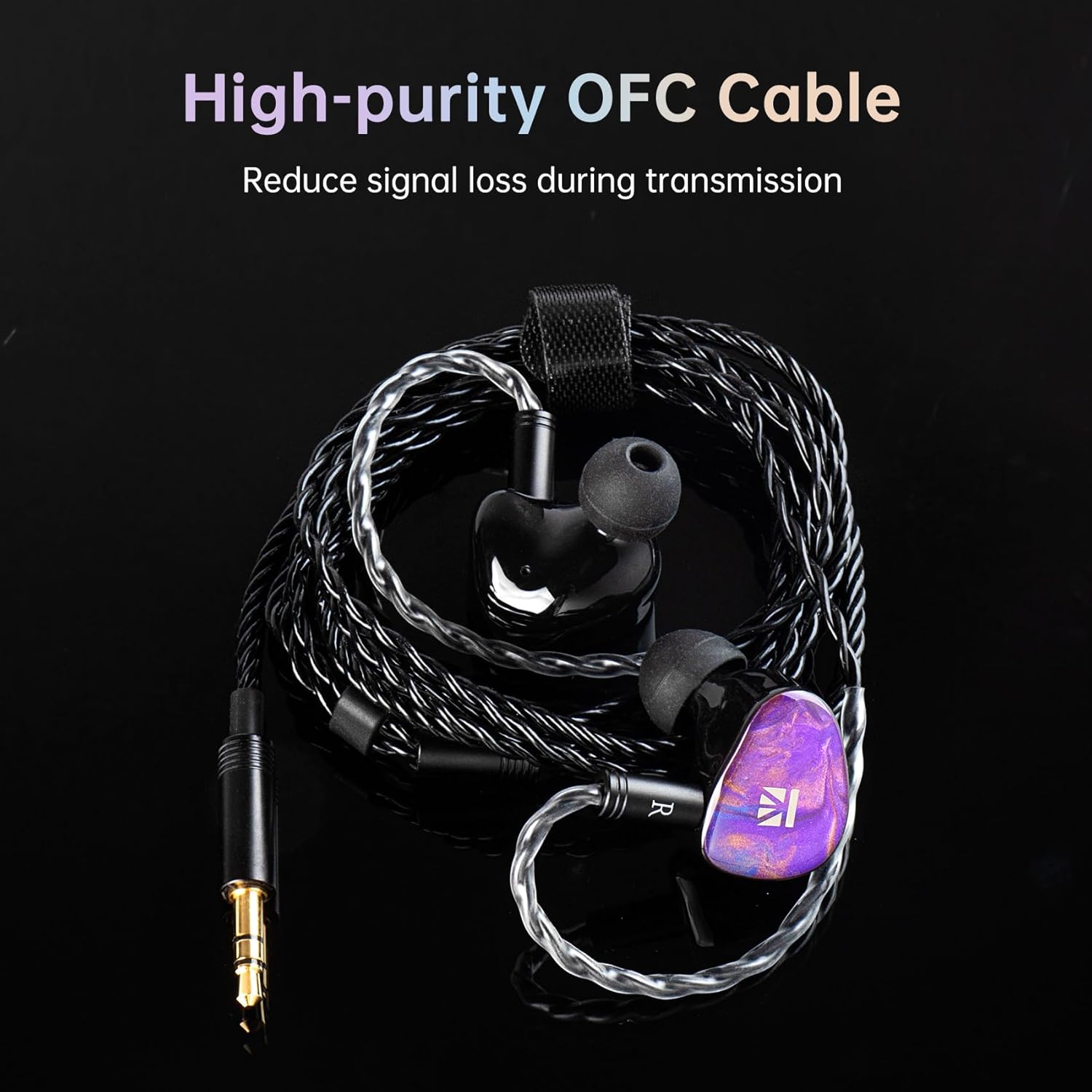 keephifi KB02 Purple Earbuds and 2meter 16-core IEM Cable