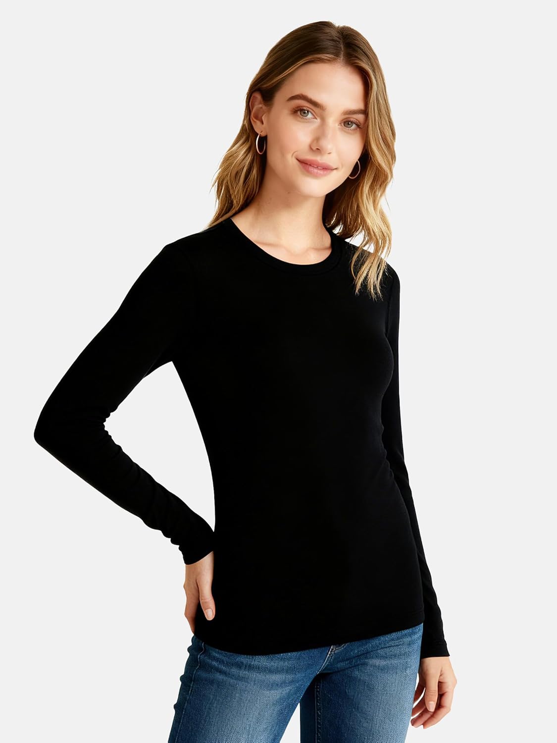 4 Pack Women's Thermal Long Sleeve Shirts Double-Sided Fleece Lined Base Layer Winter Basic Underwear Tops - Image 2