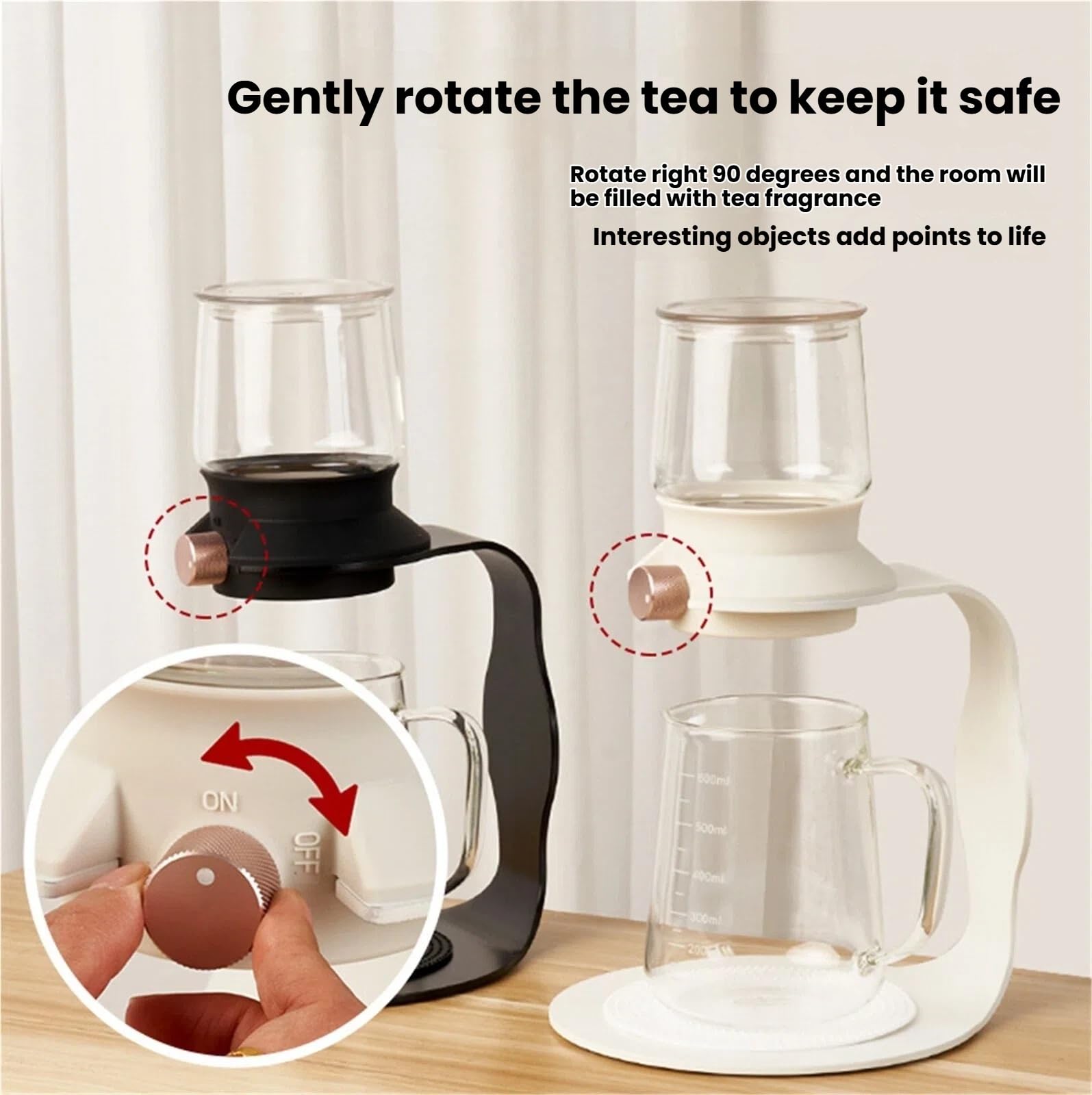Tetera Té De Flores Tetera De Cristal Estilo Chino, Nueva Individual For Casa Té Resistente Al Calor(Black,380ML)