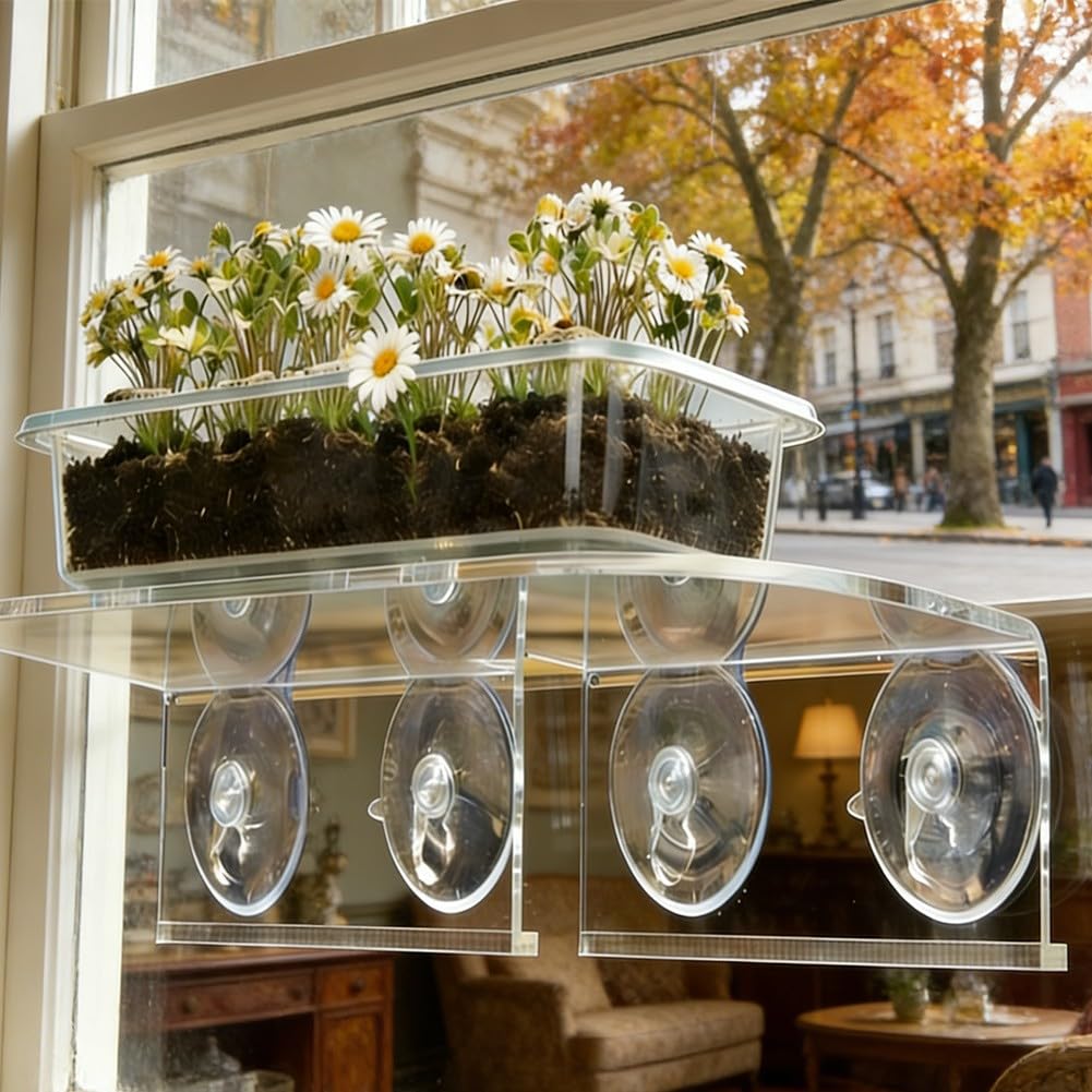 Estante acrílico transparente para plantas EasyByMall organizador de 30 cm para ventana de jardín