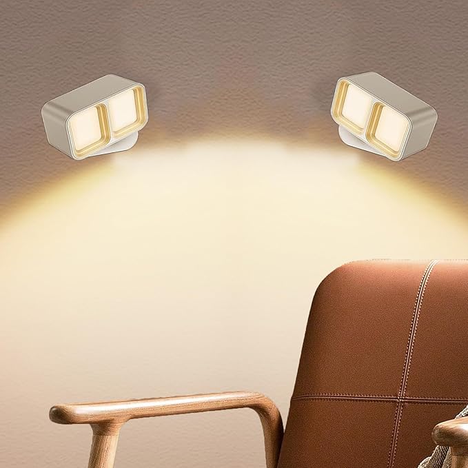 ZVO ZVO Led-wandlamp voor binnen, wandlamp met accu, touch control, 3 kleurmodi, 3 helderheidsniveaus, bedlamp, 360° draaibaar, voor woonkamer, slaapkamer, trappenhuis, hal, draadloze wandlampen (wit)