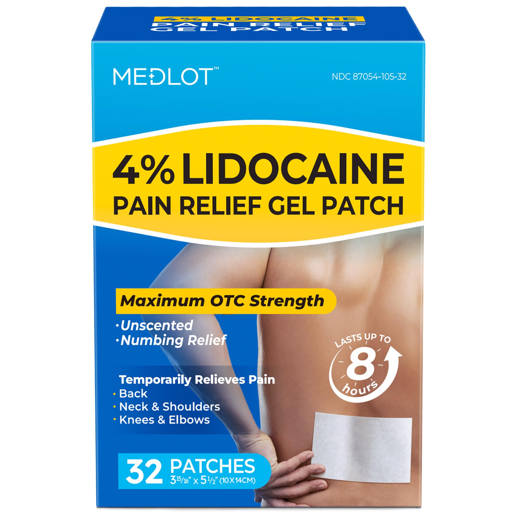 4% Lidocaine Patches, Maximum OTC Strength, 32 Count, Unscented