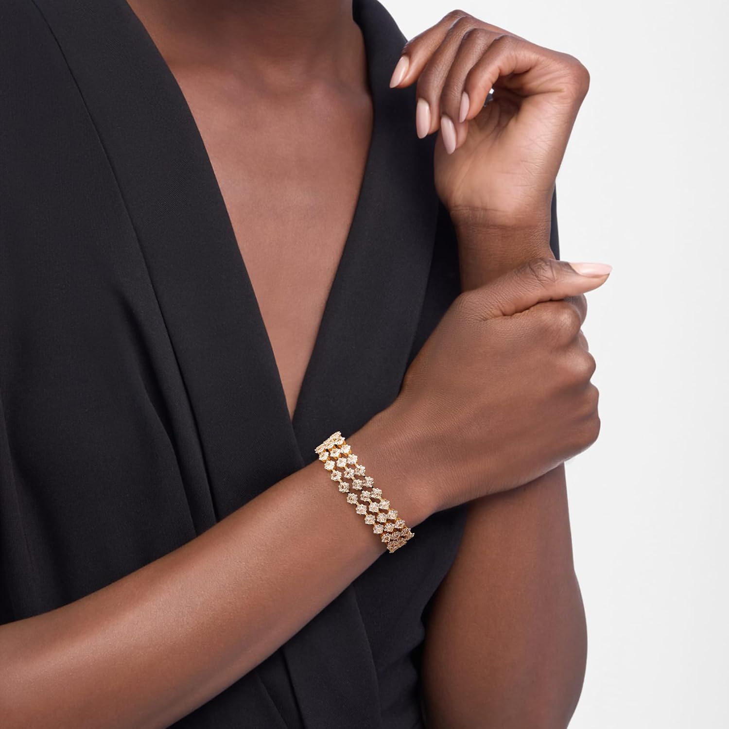 14K Gold Plated Women’s Tennis Bracelet – Sleek CZ Line Bracelet, Fits 6.0"–7.2" Wrist – Sparkly Everyday Jewelry Gift, Contemporary Tennis Bracelets for Women - Image 4