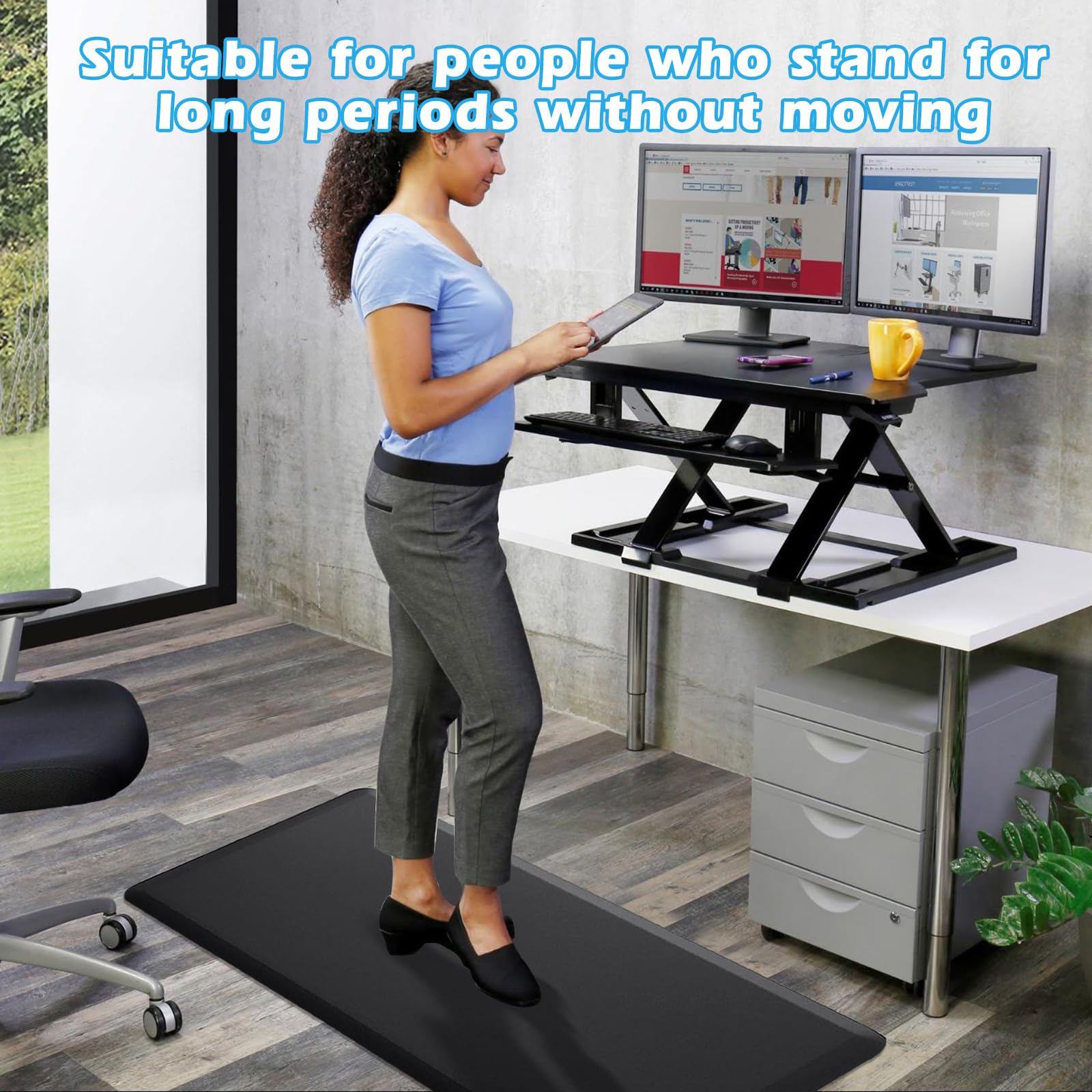 Tapis de cuisine rembourré anti-fatigue de 1,27 cm, 44 x 120 cm, tapis de sol antidérapant en mousse à mémoire de forme, pour bureau, cuisine, soulage la fatigue des jambes et les maux de dos