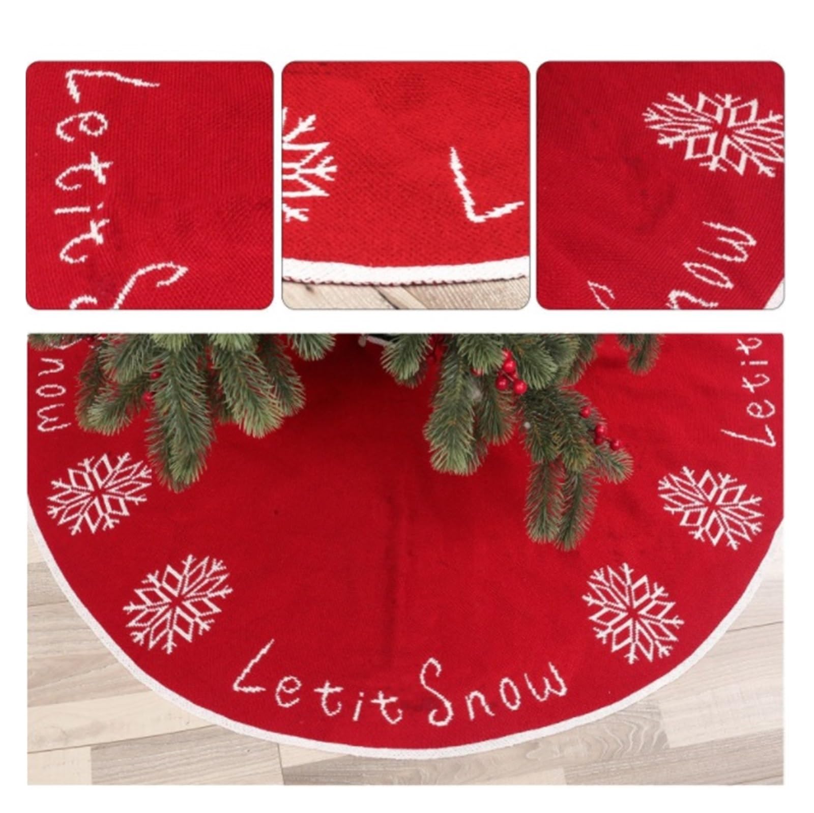 Tappeto sottostante Decorazione per albero di Nata Gonna for albero di Natale da 48 pollici con motivo a fiocco di neve for decorazioni natalizie e feste