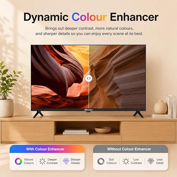 EMtronics 32 inch HD LED TV Black with Freeview, HDMI, USB Media Player, Coaxial, AUX, PVR Recording