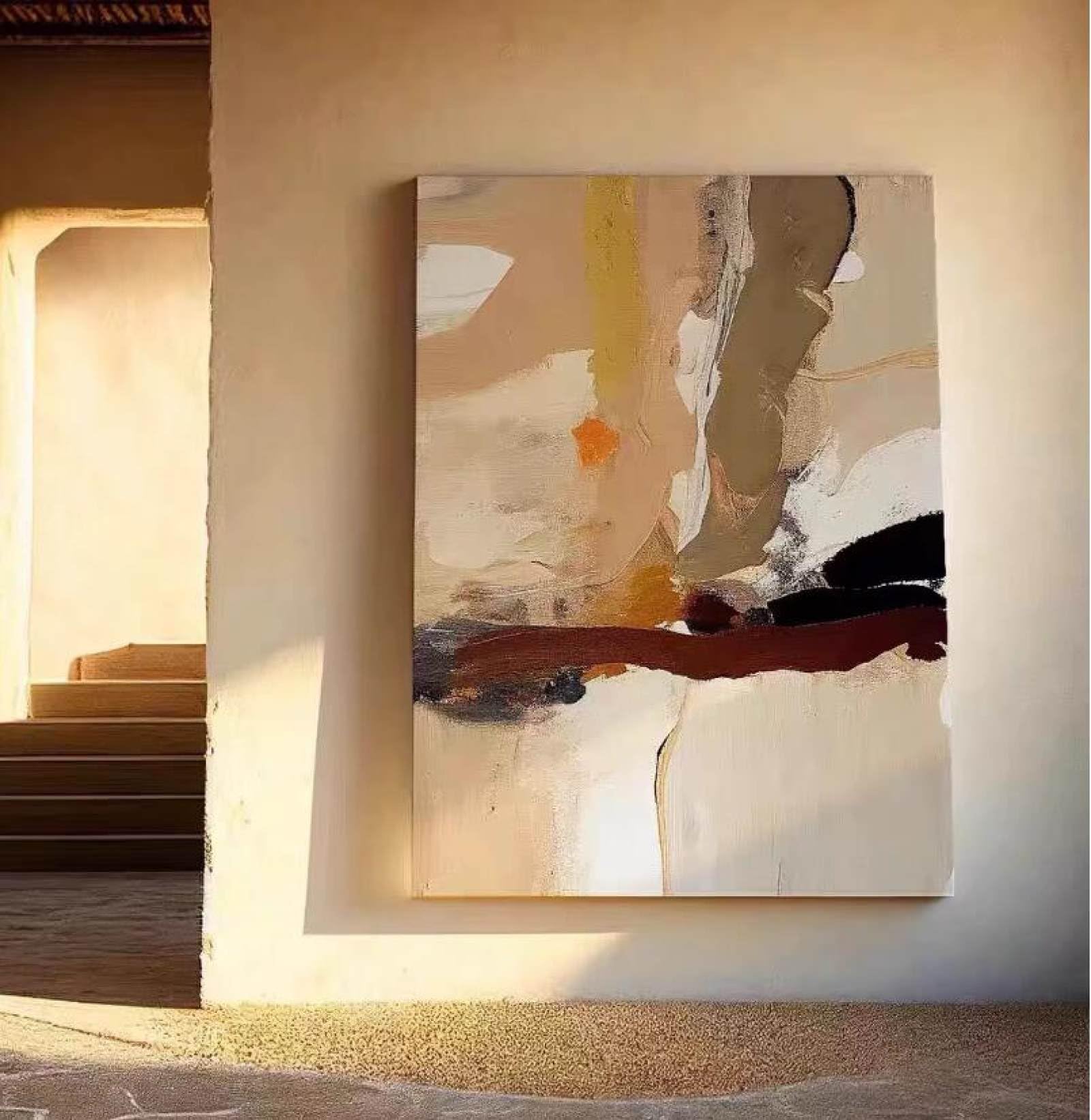 Peintures à l'huile sur toile abstraites pour la décoration grand format d'une chambre moderne