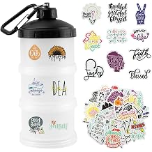Protein Powder Storage Container, 3 Layer Stackable Leak-proof Formula Dispenser with 50 Inspirational Words Stickers and 1 Keychain for Protein Shakes, Whey & Vegan PowdersCOLORwhite