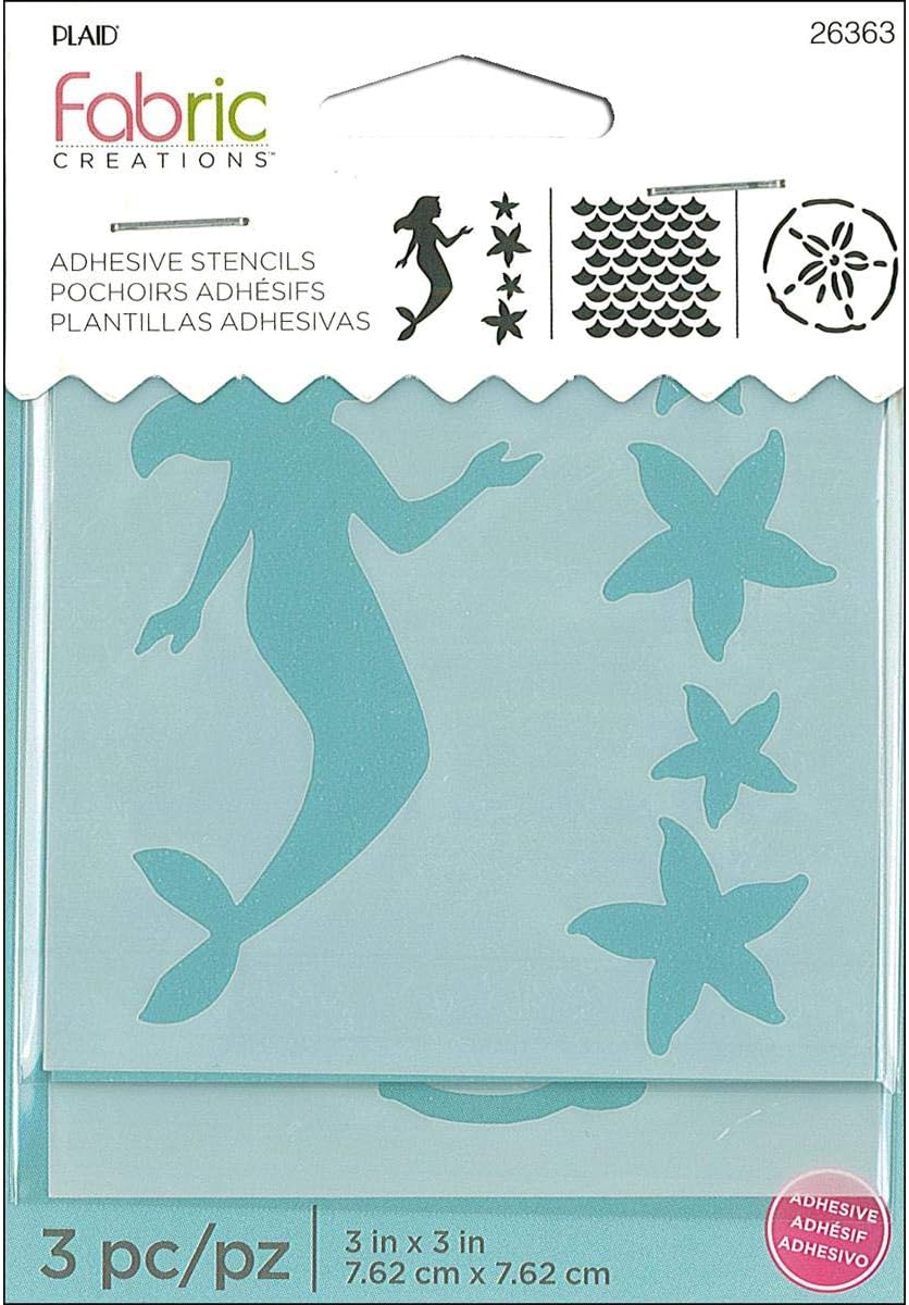 Fabric Creations Adhesive Mermaid Stencil, 3", Clear
