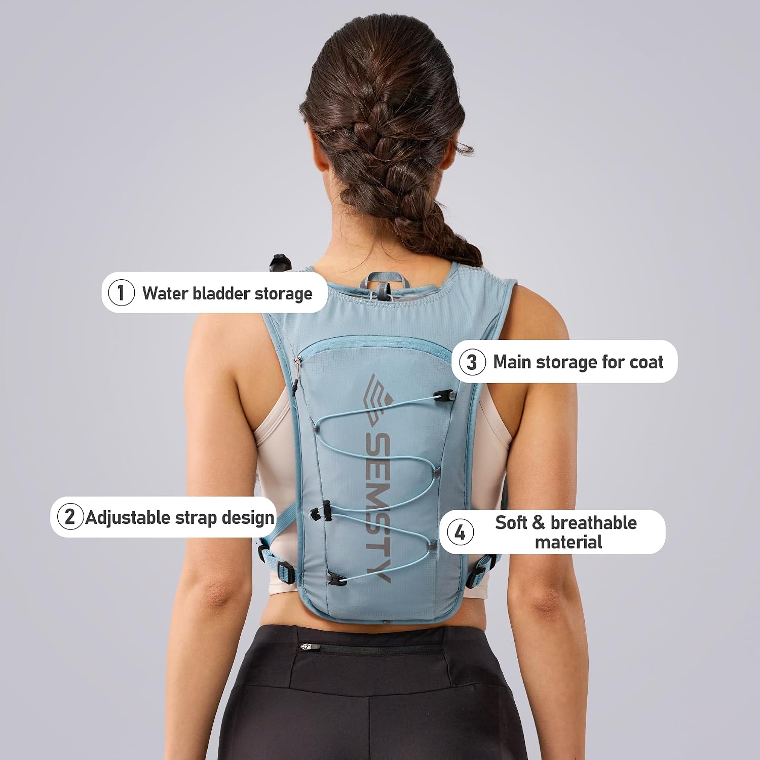 Running Hydration Vest 5L, Running Vest Pack with 1.5L Water Bladder image 2