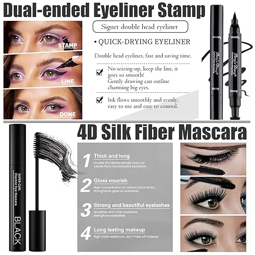 Miniatura 5 de Kit completo de maquillaje todo en uno para mujer, incluye sombra de ojos desnudos de 12 colores, base líquida, juego de lápiz labial, rímel,