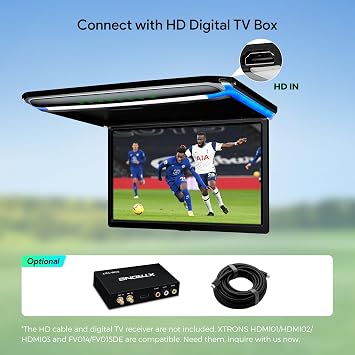 XTRONS 17.3-Inch FHD Car Overhead Monitor with HDMI, Built-in Speaker | Ultra-Thin 16:9 TFT Display with 1920 x 1080 Resolution and 1080p Playback for Roof-Mounted In-Car Entertainment