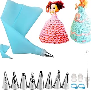 15pcs/set Cake Decorating Supplies Kit,Reusable Silicone Pastry Bags,Piping Tips and Bag Set,Stainless Steel Tips,DIY Cake...