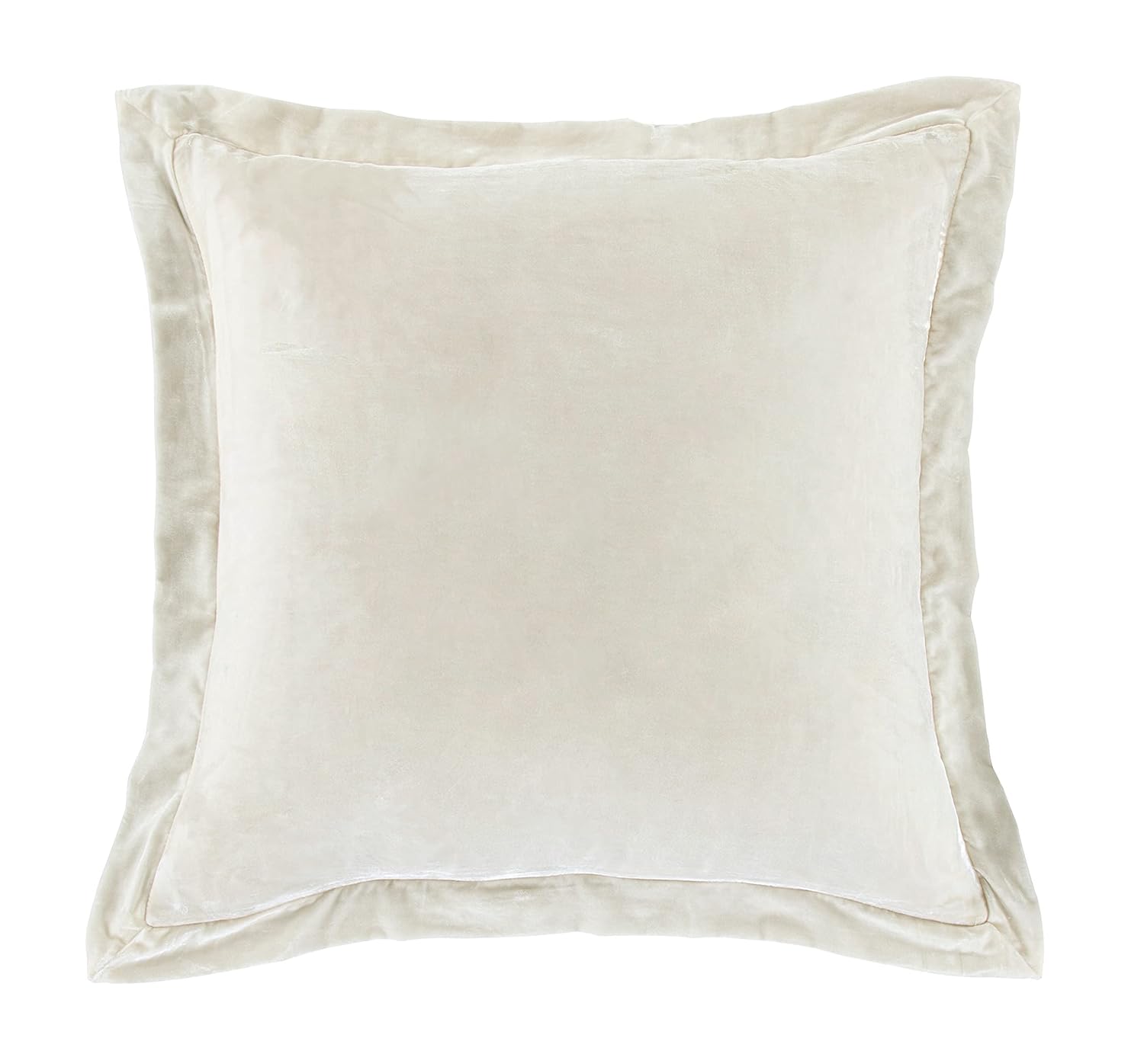 HiEnd Accents Stella Faux Silk Velvet Flanged Euro Sham Pillow Cover 27x27 inch Stone Romantic Western Modern Traditional
