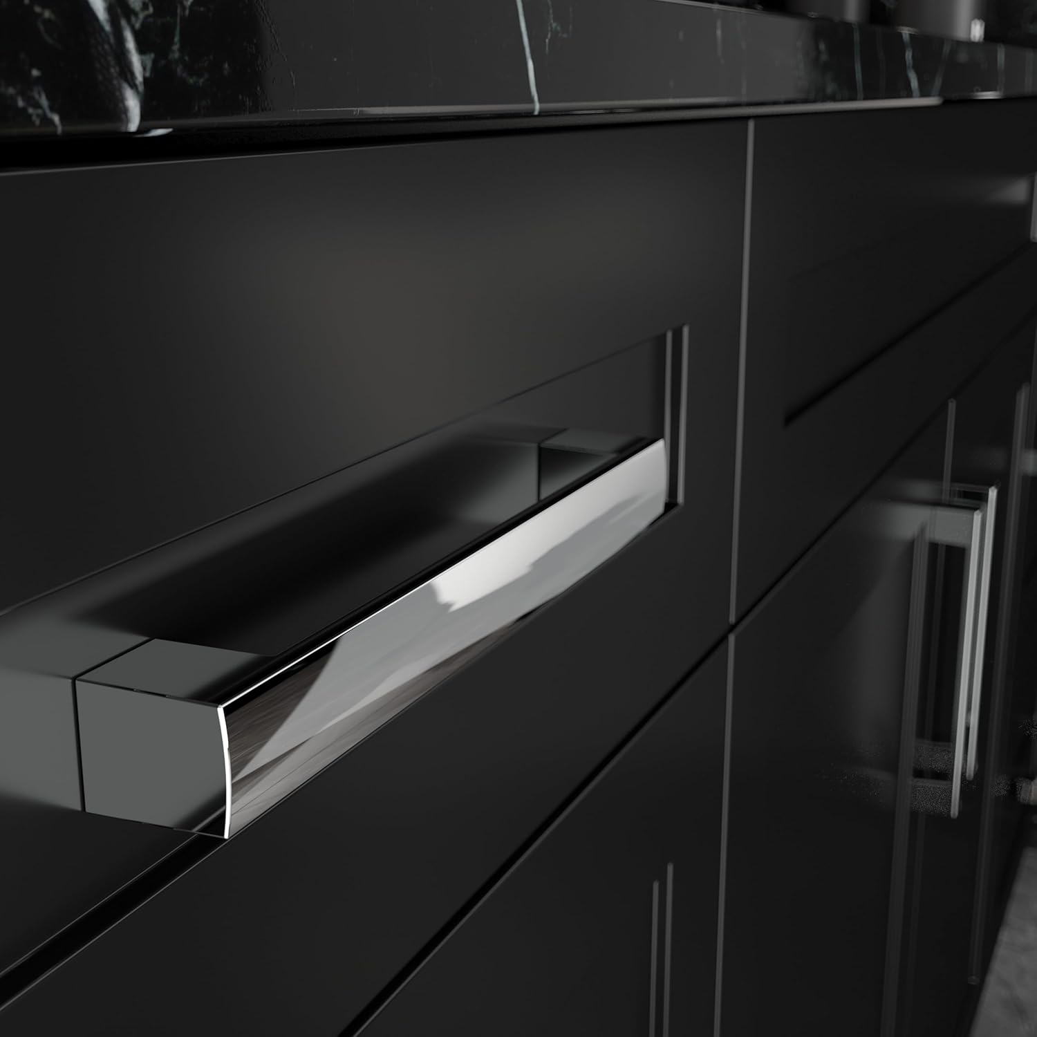 | 10 Pack Polished Chrome 7.5 Inch Hole Center | Solid Metal Cabinet Handles Bathroom Home Decor Drawer Pulls | Stainless Metal Kitchen Cabinet Handles | Leone Collection