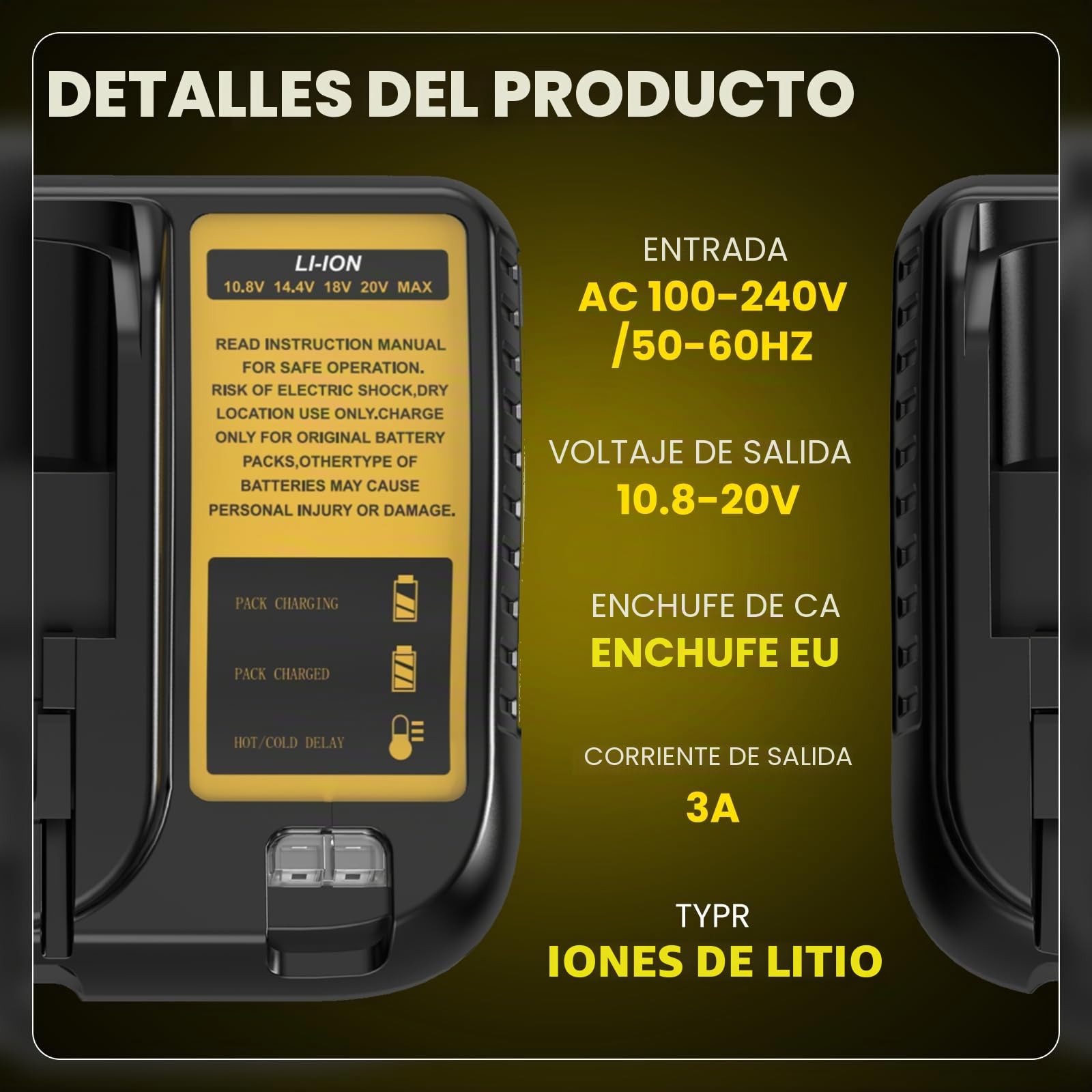 2 baterías de Repuesto de 18 V 5,0 Ah, compatibles para Dewalt + Cargador de 3 A DCB107, adecuadas para Dewalt los Cargadores de 10,8 V a 18 V DCB200 DCB200-2 DCB204 DCB120 DCB127