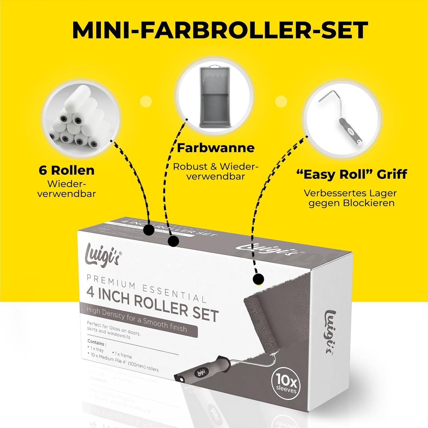 Detalii ale setului de role de vopsea Luigi's