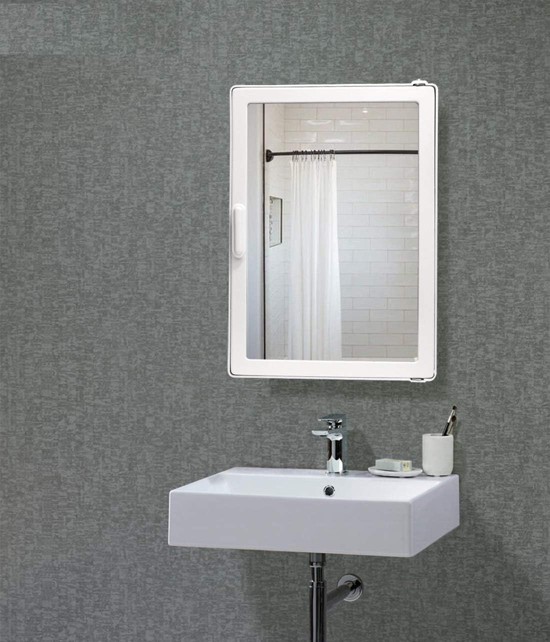 Charlie Bathroom Cabinet with Storage 4 Shelves and Mirrors Model Marc