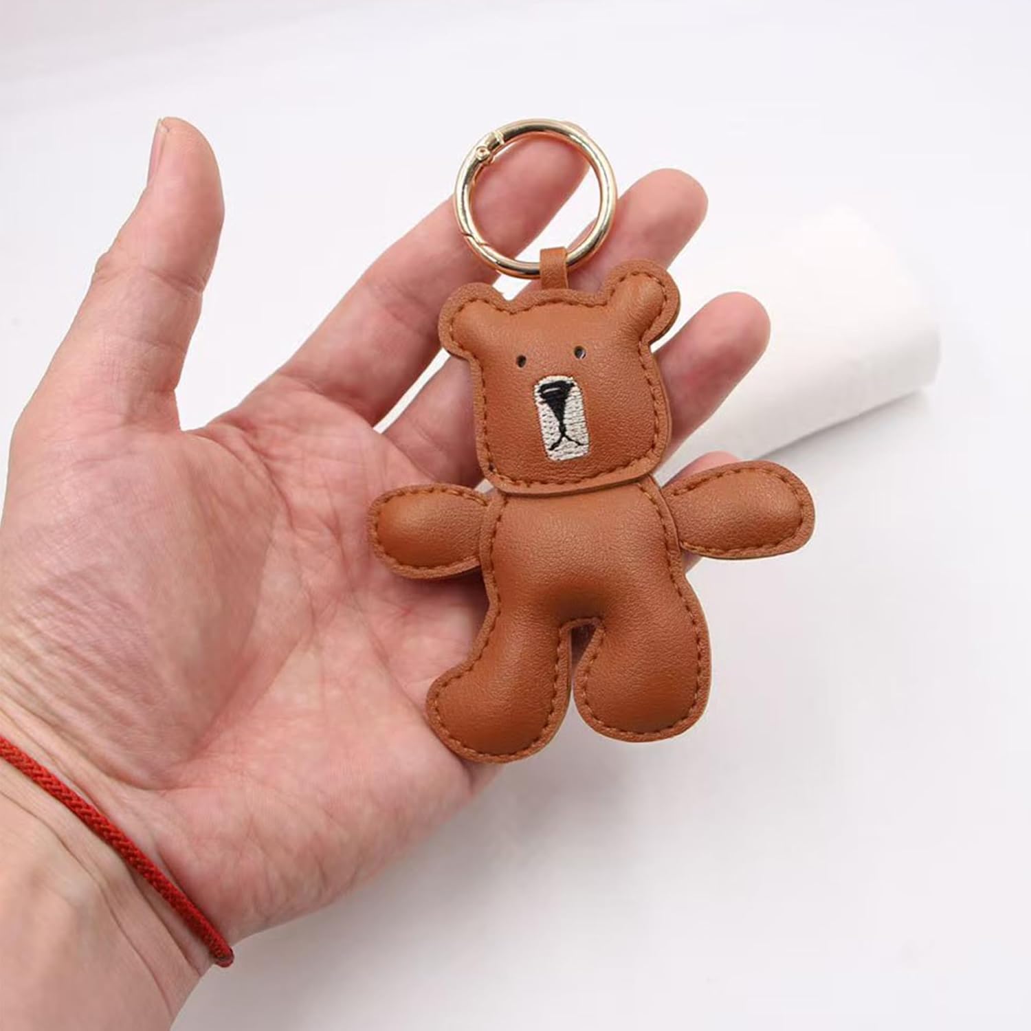 Fashin Bear Keychain, Cute Bears Charm for Purse Handbags Bag Accessories PU Key Charms - Image 3