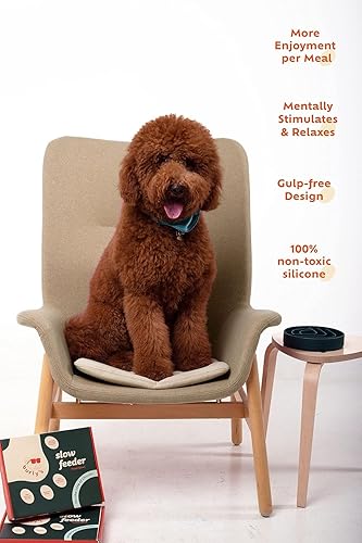 Miniatura 3 de Tazones de alimentación lenta para perros de razas grandes a pequeñas con espátula - Tazón de silicona sin golpe para perros - Comedero para perros
