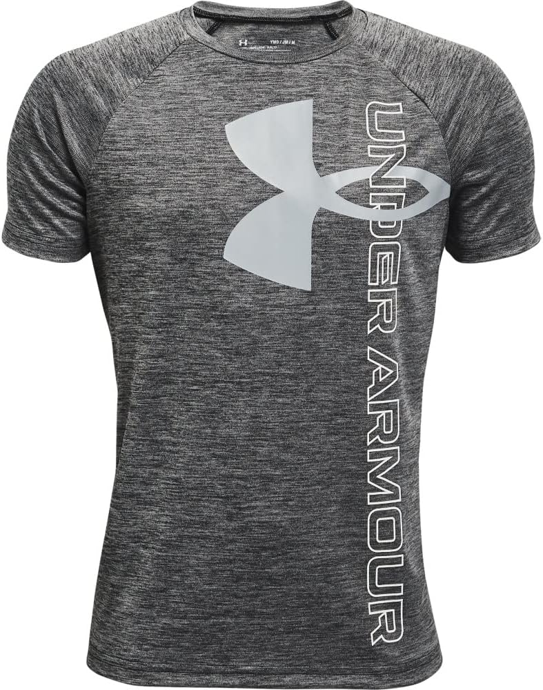 Under Armour boys Tech Split Logo Hybrid Short Sleeve T-shirt Long Sleeve