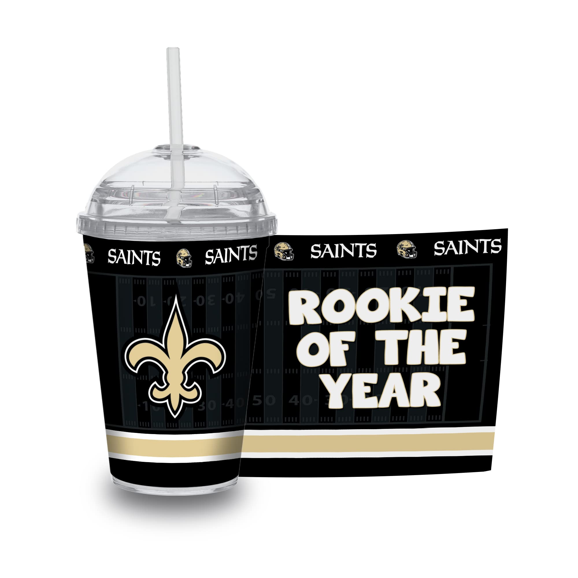 Rico Industries NFL Football Rookie of The Year 12oz Acrylic Tumbler, Youth Tumbler with Swirly Straw
