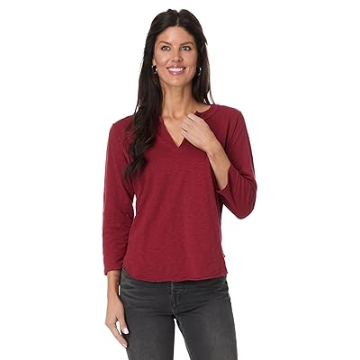 Mod o doc 3/4 Sleeve Split Neck Mandarin T Shirts Women