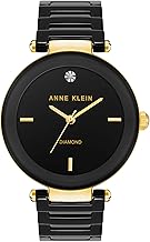Anne Klein Women's Black Ceramic Bracelet Watch with Diamond Accent