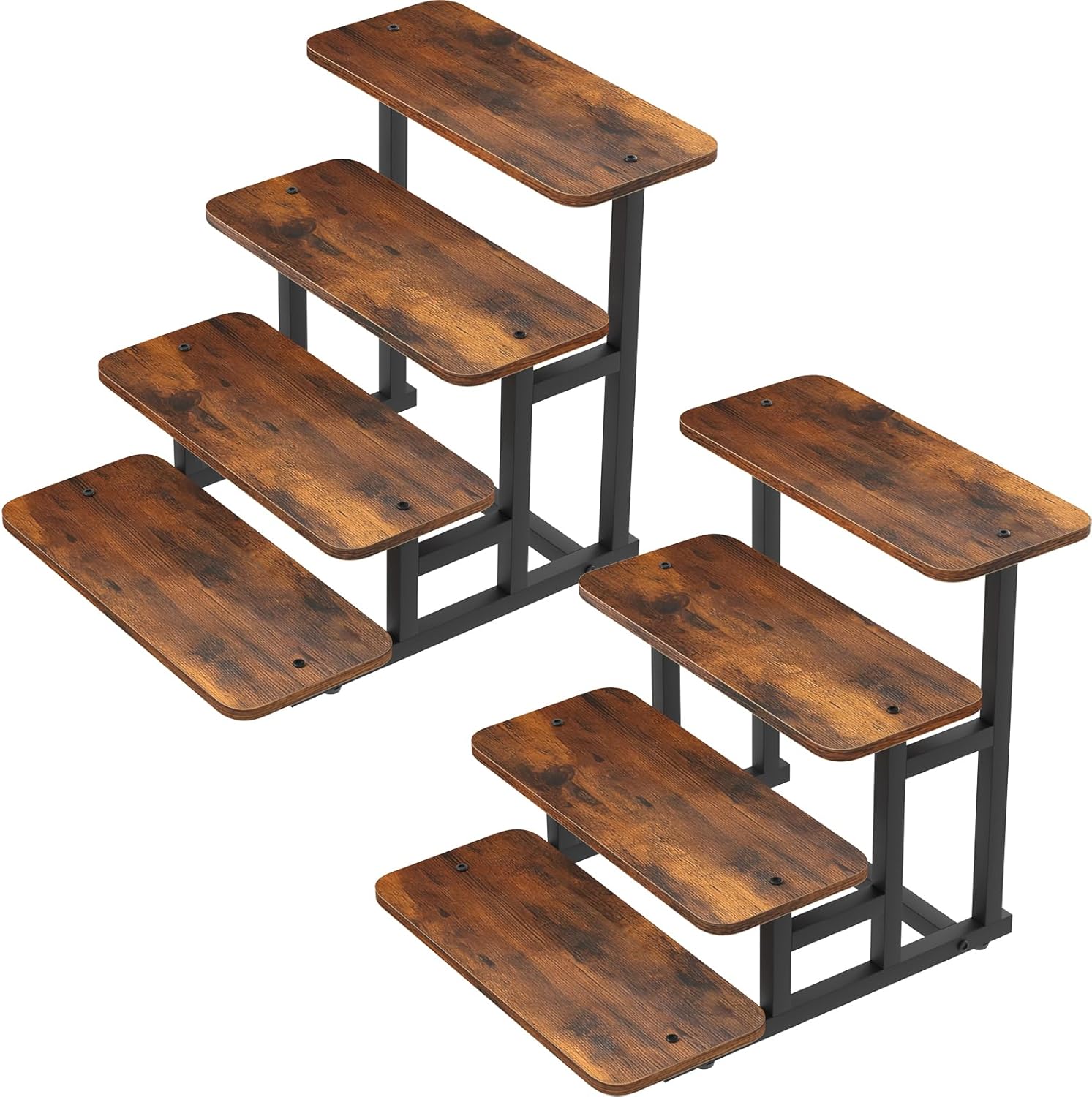 Cupcake Stand, 4 Tier Cupcake Stand for 50 Cupcakes, Set of 2 Rustic Wood & Metal Dessert Table Display Stand, Stepped Cupcake Tower, Dessert Riser for Wedding, Party & Farmers Market