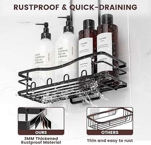 Miniatura 6 de REINHARDT Organizador de ducha para colgar, organizador de ducha a prueba de óxido, organizador de ducha antideslizante sobre el cabezal de ducha,