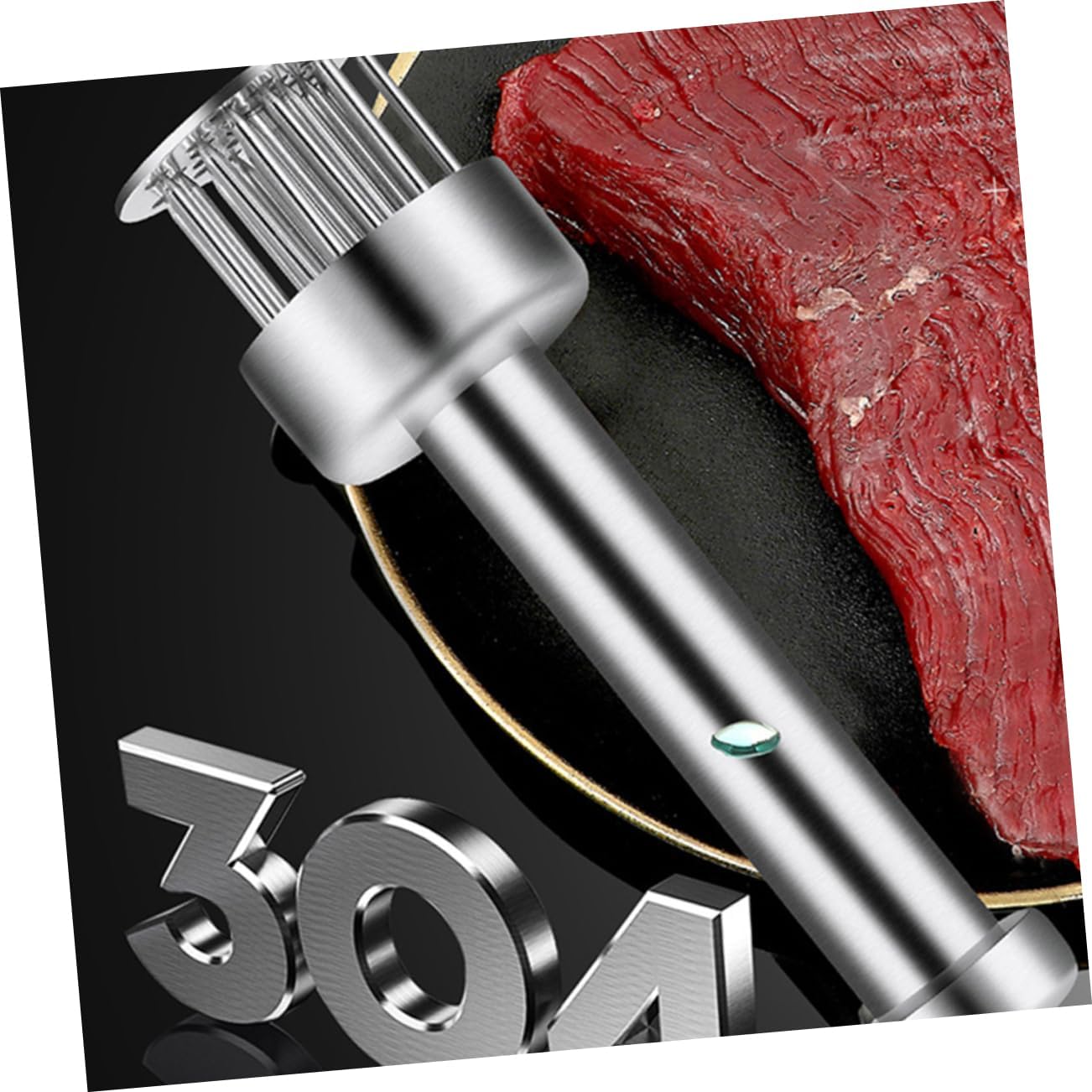 OUNONA 1pc Stainless Steel Steak Needle Tenderizer Tool for Meat Pounding for Flattening Chicken Beef Pork and Venison Comfortable Grip for Easy Handling Kitchen Cooking Tool