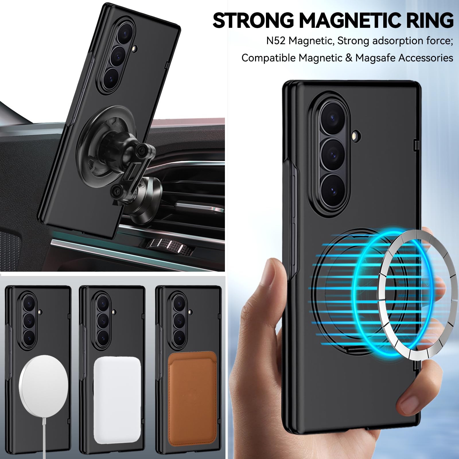 Funda para Samsung Galaxy Z Fold 8 Ultra con soporte de anillo magnético, [compatible] Protector de pantalla de privacidad integrado, cobertura completa, bisagra, funda protectora para teléfono