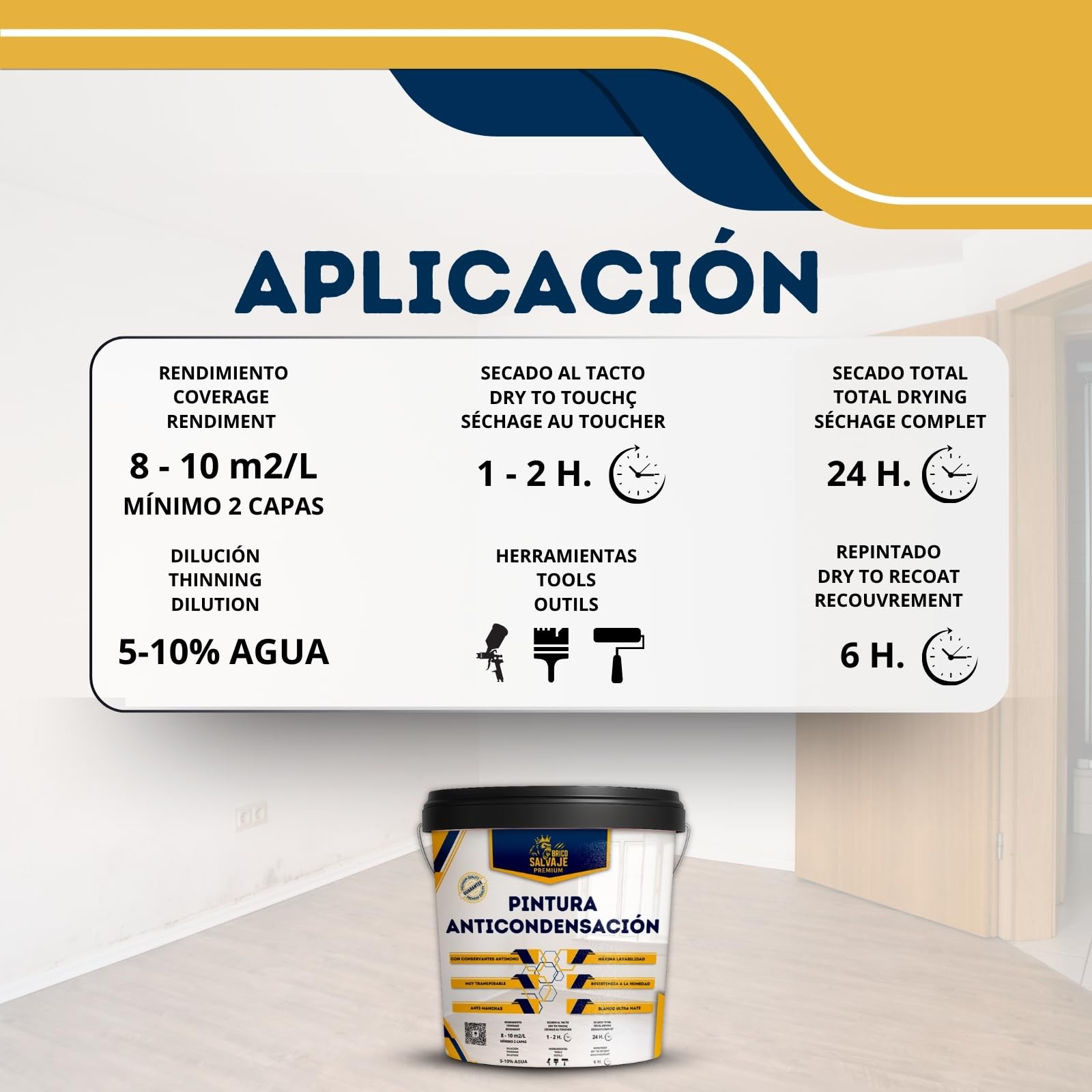 Pintura Anticondensación – Aislante Térmico, Conservantes Antimoho, Ultra Mate, para Paredes y Techos, Prevención Humedad, Fácil Aplicación, Premium (Blanco, 4 Litros)