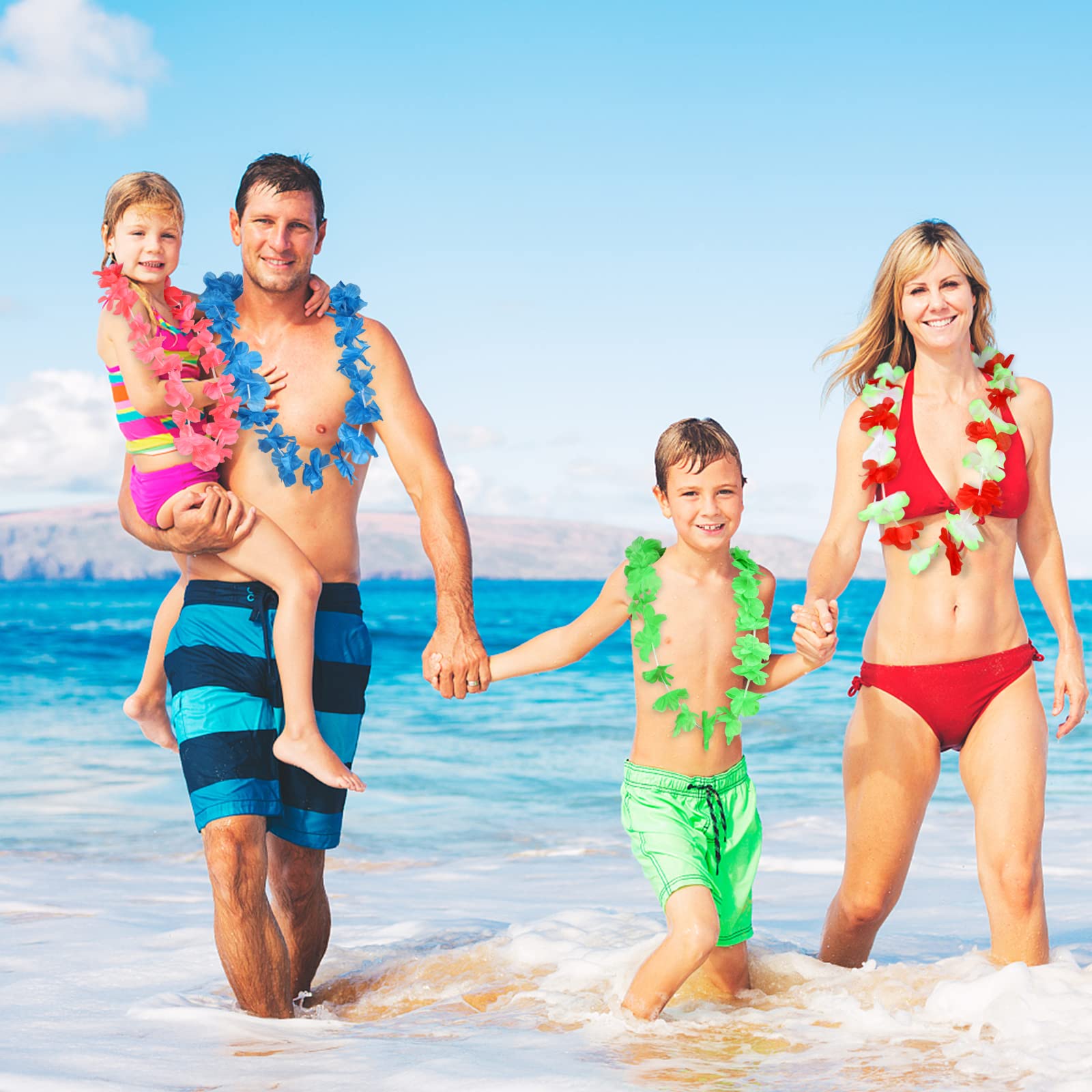 BETESSIN 48Pcs Colliers De Fleurs Hawaïenne Bracelets Guirlandes Tenue Hawaïenne Décoration