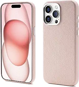Capa de couro para iPhone, Compatível com MagSafe e carregamento sem fio, À prova d'água de choque e de sujeira, Botões de metal e moldura da câmera, Capa para iPhone (cor-de-rosa, 16 Pro Max)