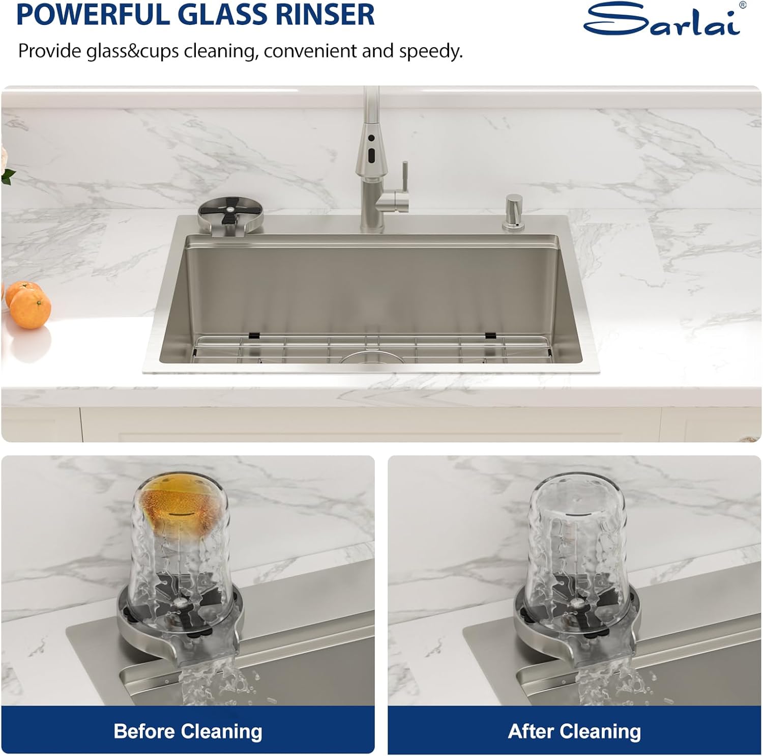 Sarlai Drop In Kitchen Sink with Faucet 28 Inch Topmount Kitchen Sink Ledge Drop Workstation 28x22 Topmount Single Bowl 16 Gauge Stainless Steel Sinks Basin with Cup Rinser&Soap Dispenser