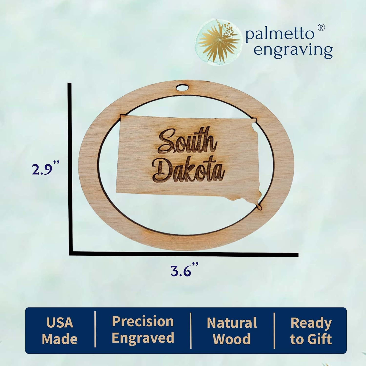 10PK Personalized South Dakota Ornaments for Christmas Tree, Mount Rushmore State Keepsakes, Decorations and Souvenirs