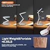 Akejrym Lámpara de Escritorio LED para Oficina, Hogar y Lámpara a Batería Recargable Plegable y Portátil, [Soporte de 2 Pliegues] 3 Niveles de Brillo Lámpara Pequeña de Escritorio Inalámbrica de Lectura (Blanco) 5